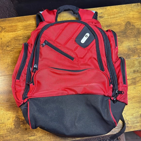 FUL Red Backpack Laptop Travel Hiking School Bag Multi Compartment - Picture 1 of 4